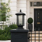 Outdoor Post Light | Ribbed Glass Post Cap Lantern, 37cm