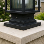 Outdoor Post Light | Ribbed Glass Post Cap Lantern, 37cm