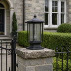 Outdoor Post Light | Ribbed Glass Post Cap Lantern, 37cm