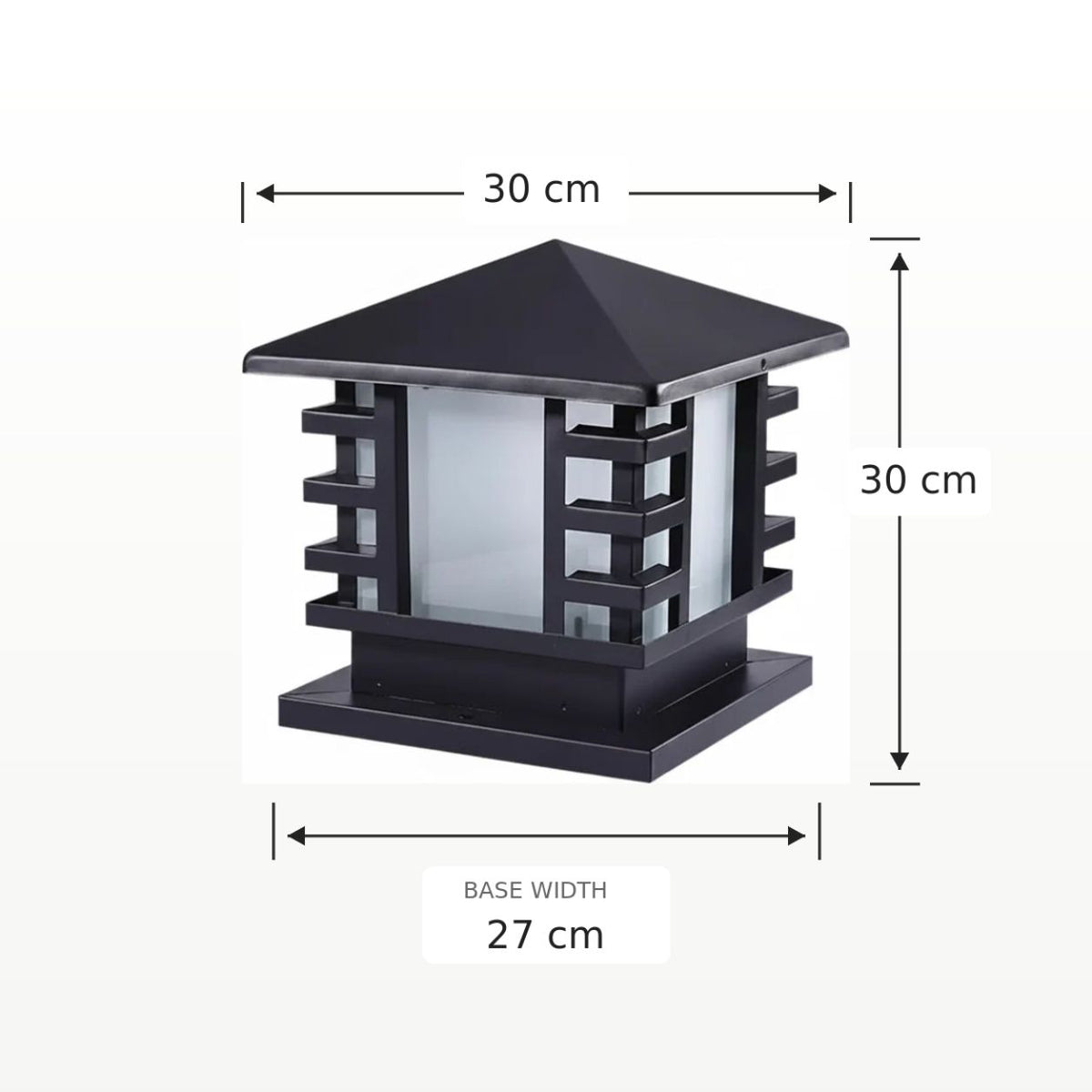 Outdoor Post Light | Slatted Square Post Cap Lantern, 30cm