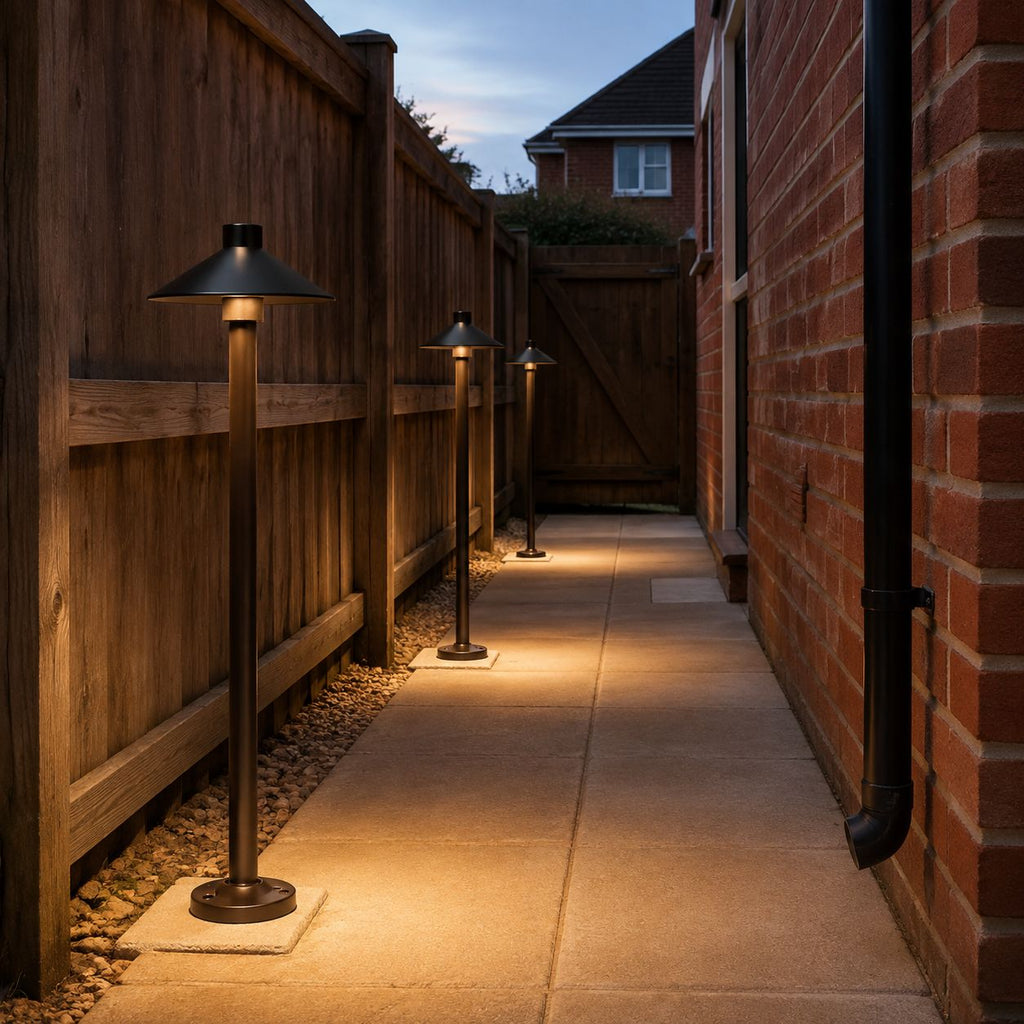 Close view of the base plate and pool of light on paving