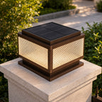 Solar version of the post cap light, with the panel set into the top