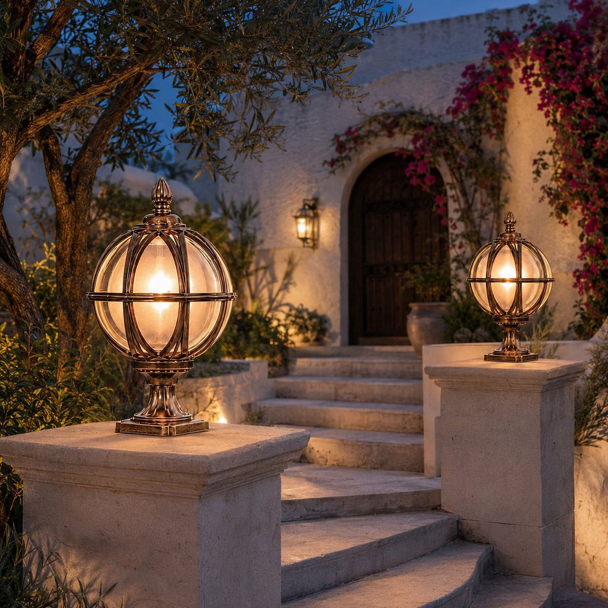 Outdoor Globe Post Light | Glass & Aluminium, Black or Bronze
