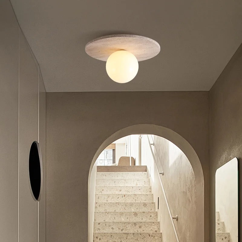TravertineGlow | Elegant Minimalist Flush Mount Ceiling Light Fixture 1