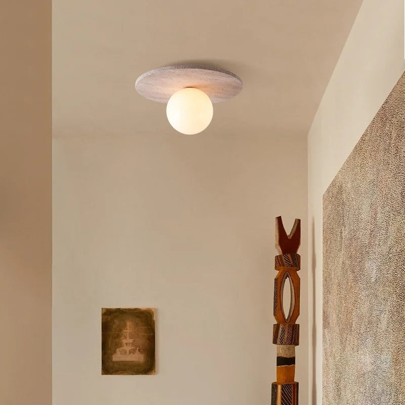 TravertineGlow | Elegant Minimalist Flush Mount Ceiling Light Fixture 2