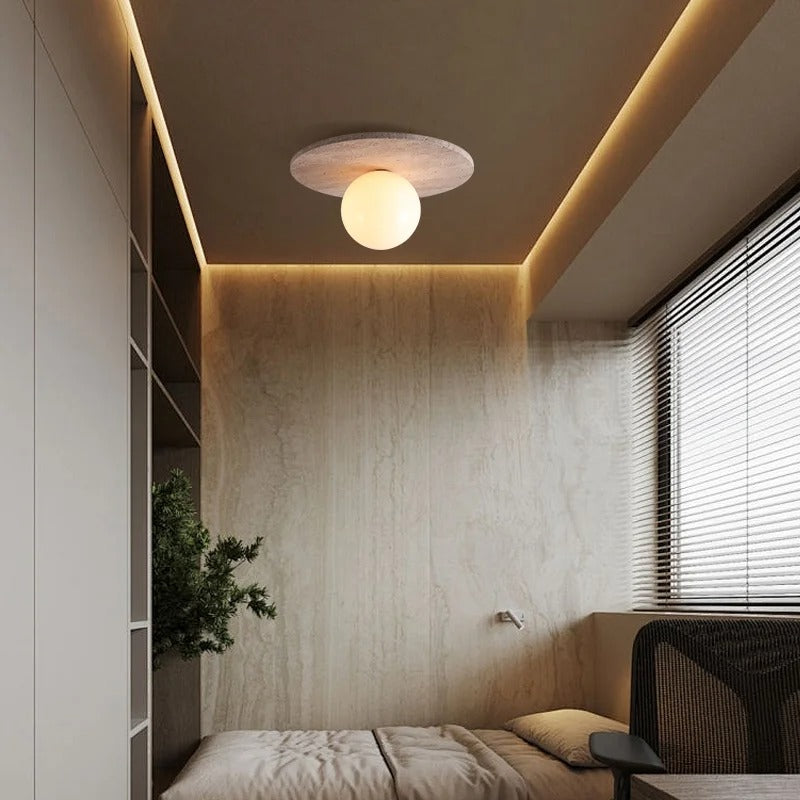 TravertineGlow | Elegant Minimalist Flush Mount Ceiling Light Fixture 4
