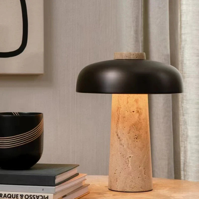 TravertineGlow | Elegant Natural Stone Table Lamp for Bedroom and Living Room 2