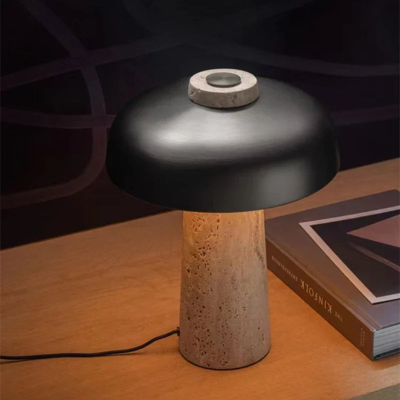 TravertineGlow | Elegant Natural Stone Table Lamp for Bedroom and Living Room 3