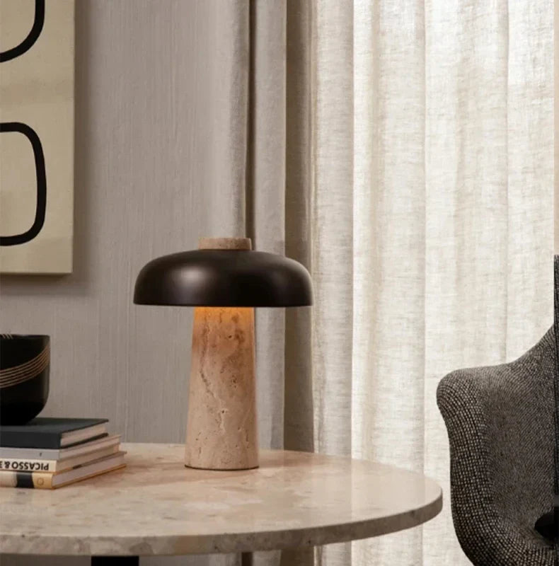 TravertineGlow | Elegant Natural Stone Table Lamp for Bedroom and Living Room 4
