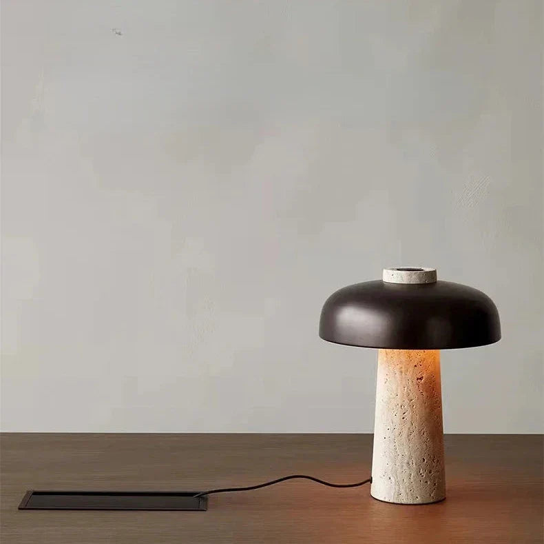 TravertineGlow | Elegant Natural Stone Table Lamp for Bedroom and Living Room 5
