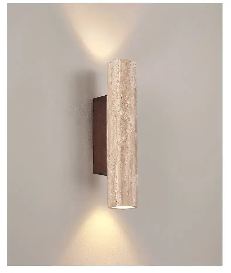 TravertineGlow | Elegant Natural Stone Up & Down Wall Sconce Lighting 0