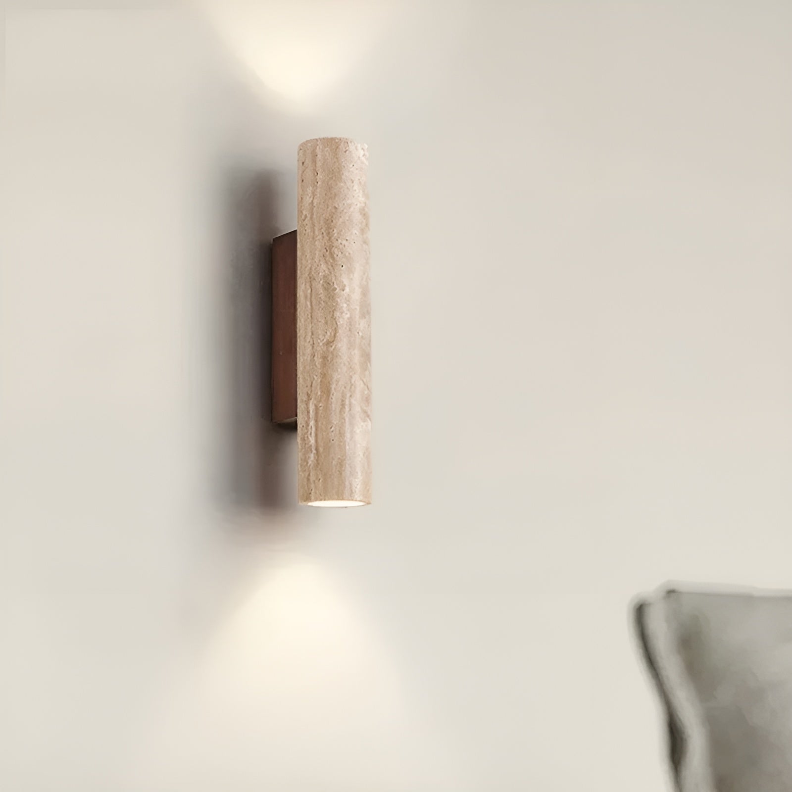 TravertineGlow | Elegant Natural Stone Up & Down Wall Sconce Lighting 5