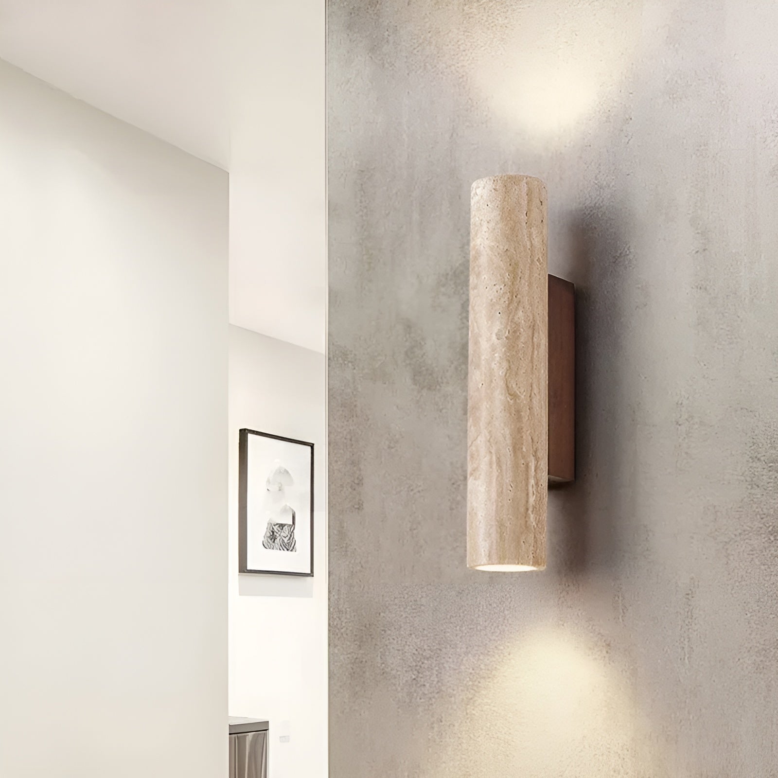 TravertineGlow | Elegant Natural Stone Up & Down Wall Sconce Lighting 6