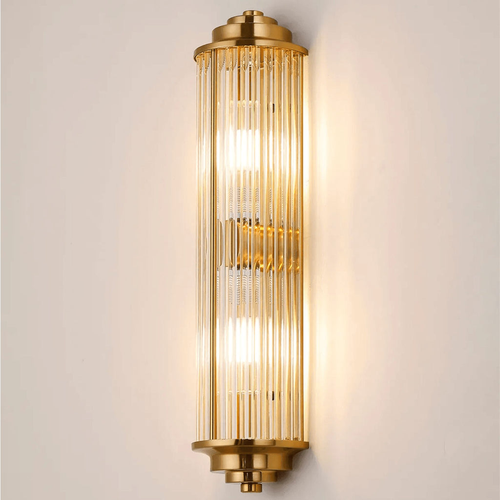 Wedgewood Elegance | Opulent Gold Glass Bathroom Wall Sconces Light
