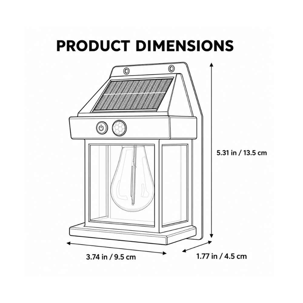 Solar Motion Sensor Wall Light | Waterproof Outdoor Lantern, No Wiring