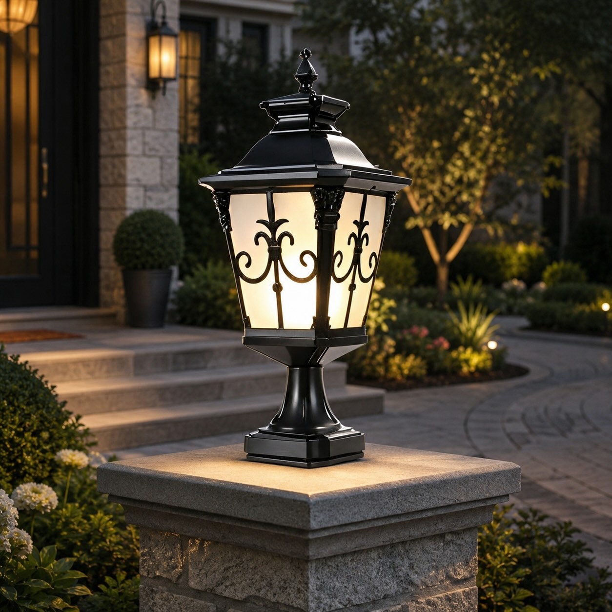VictorianGlow | Elegant Durable Solar Outdoor Fence Post Light 1