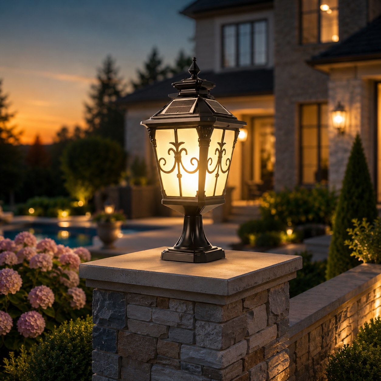 VictorianGlow | Elegant Durable Solar Outdoor Fence Post Light 3