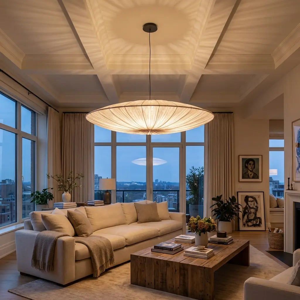 WabiSabiGlow | Serene Minimalist Cloth Kitchen Pendant Lighting Fixture 1