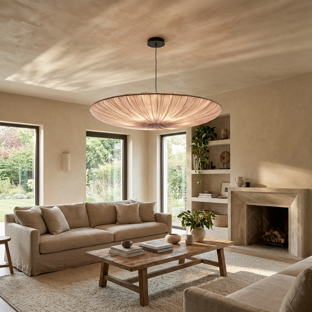 WabiSabiGlow | Serene Minimalist Cloth Kitchen Pendant Lighting Fixture 2