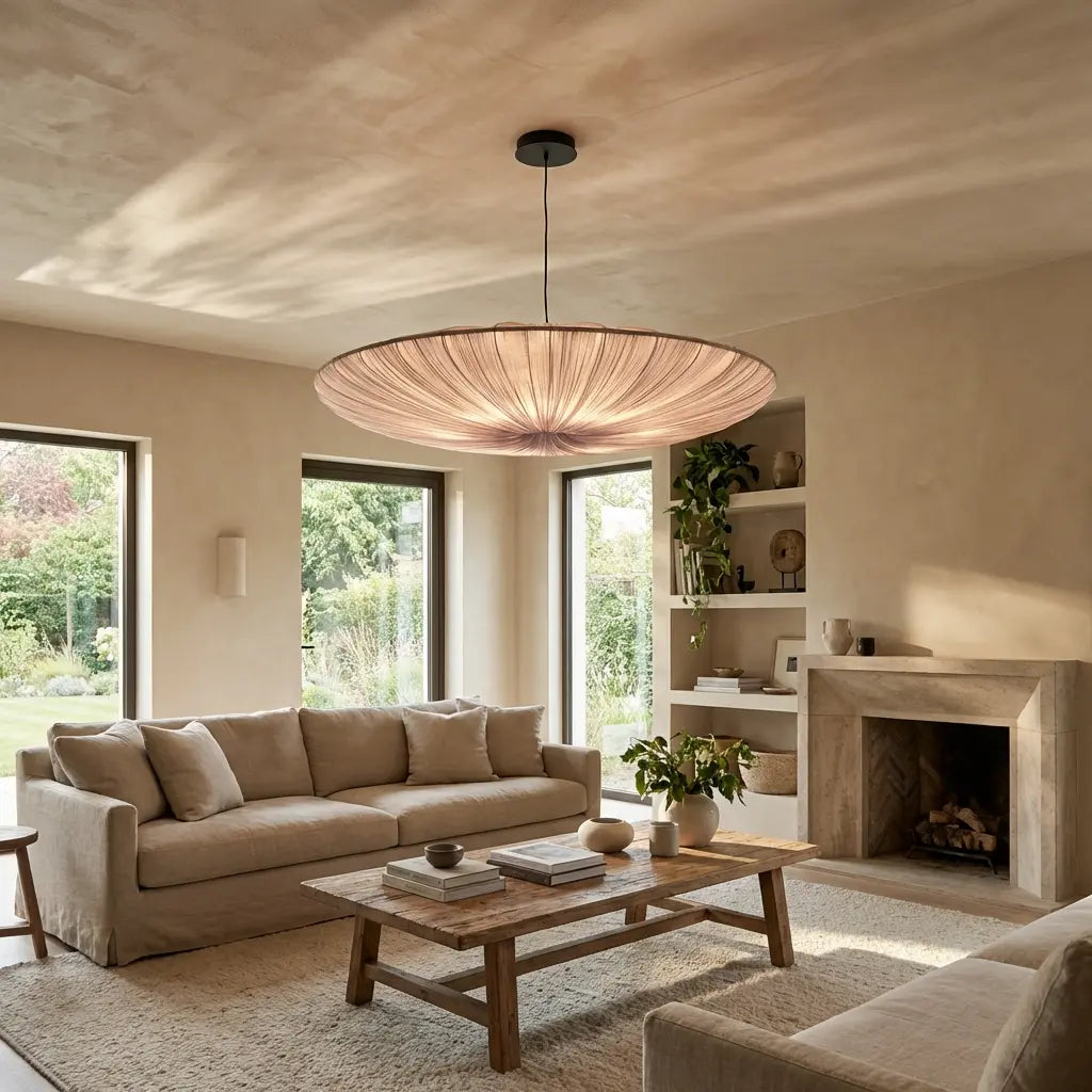WabiSabiGlow | Serene Minimalist Cloth Kitchen Pendant Lighting Fixture 2