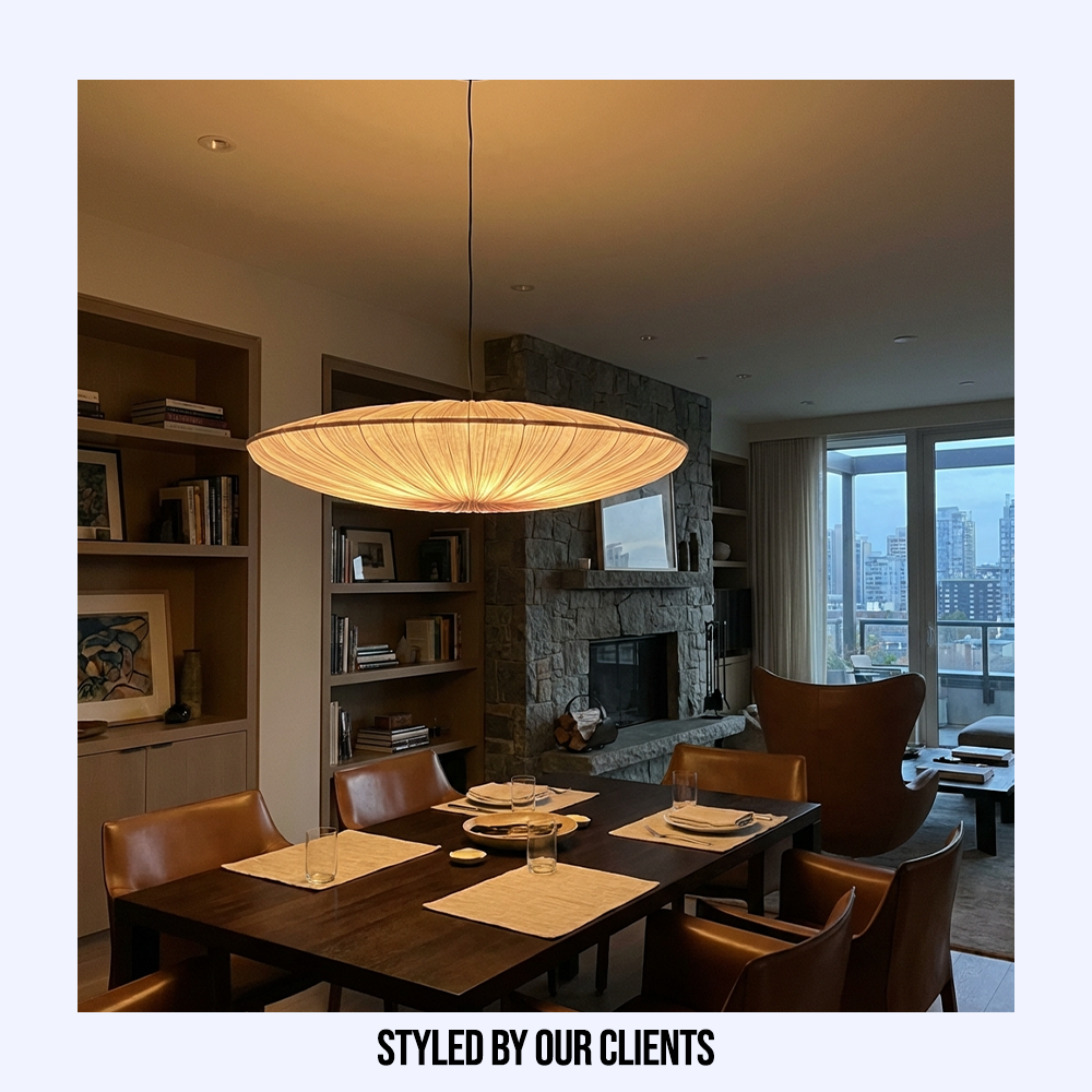 WabiSabiGlow | Serene Minimalist Cloth Kitchen Pendant Lighting Fixture 5