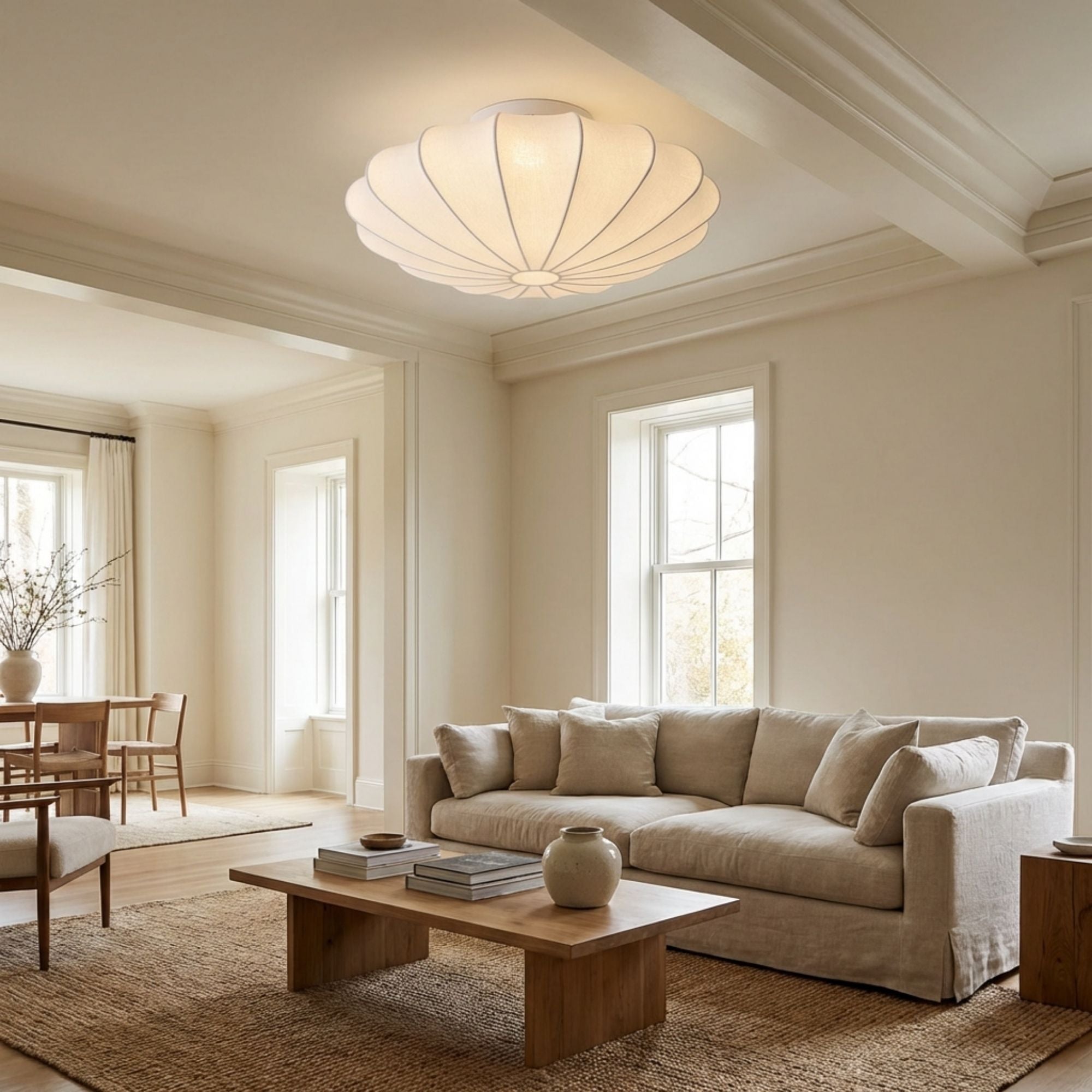 WabiSabi | Elegant Minimalist Silk LED Ceiling Light Fixture