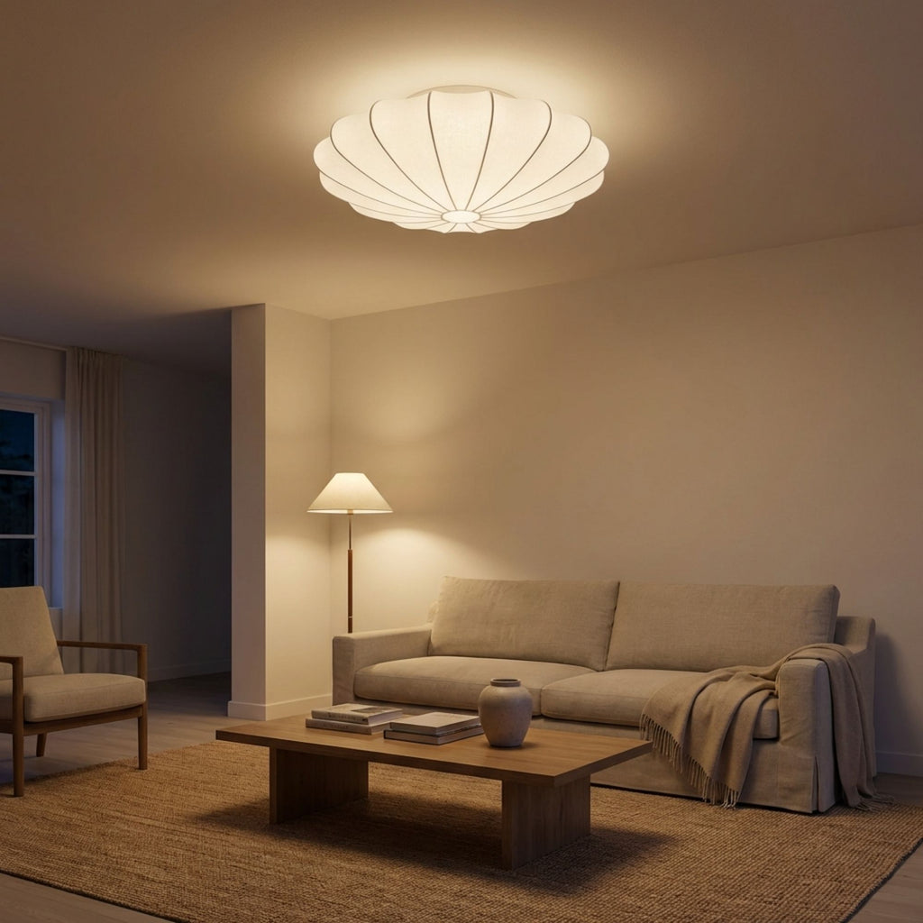WabiSabi | Elegant Minimalist Silk LED Ceiling Light Fixture