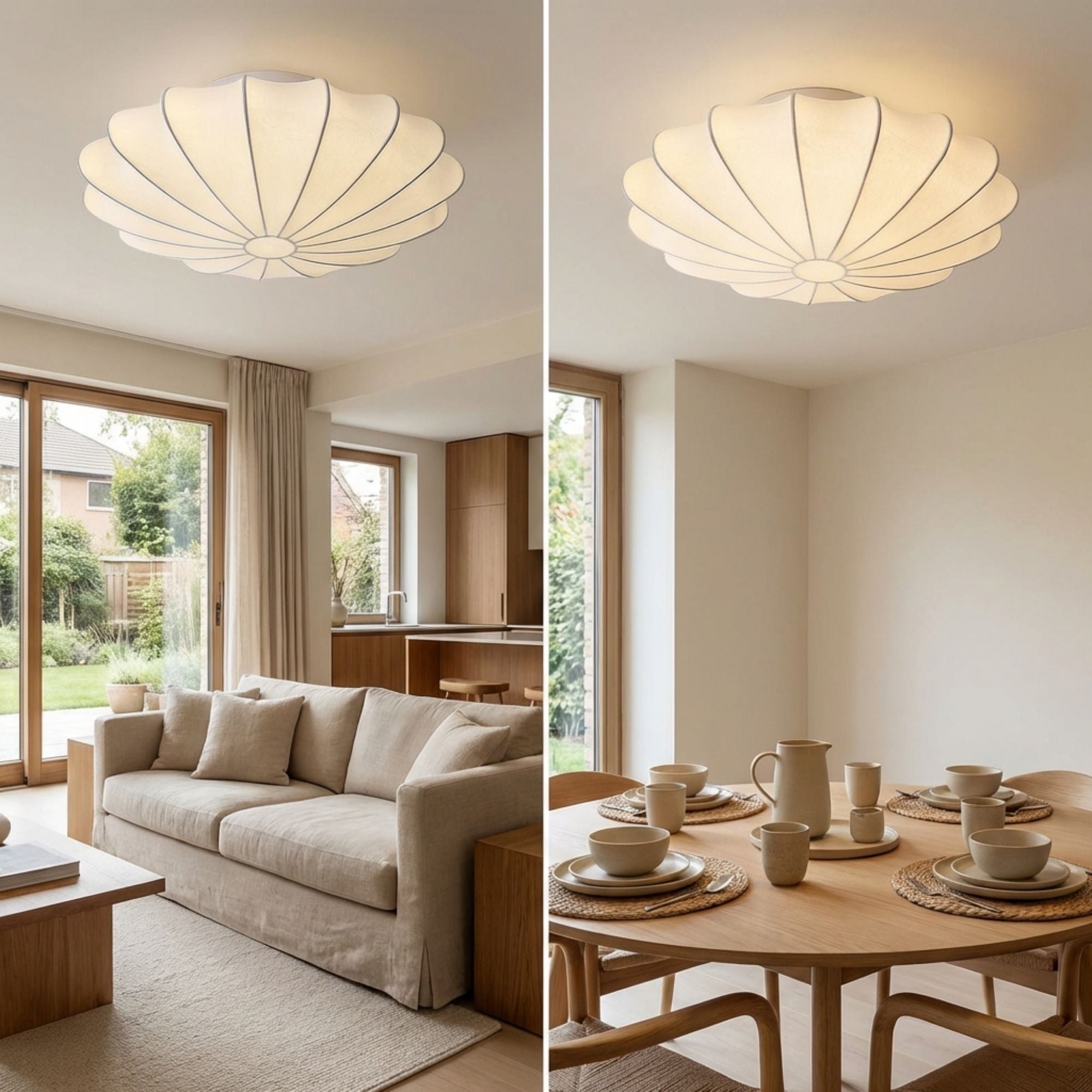 WabiSabi | Elegant Minimalist Silk LED Ceiling Light Fixture