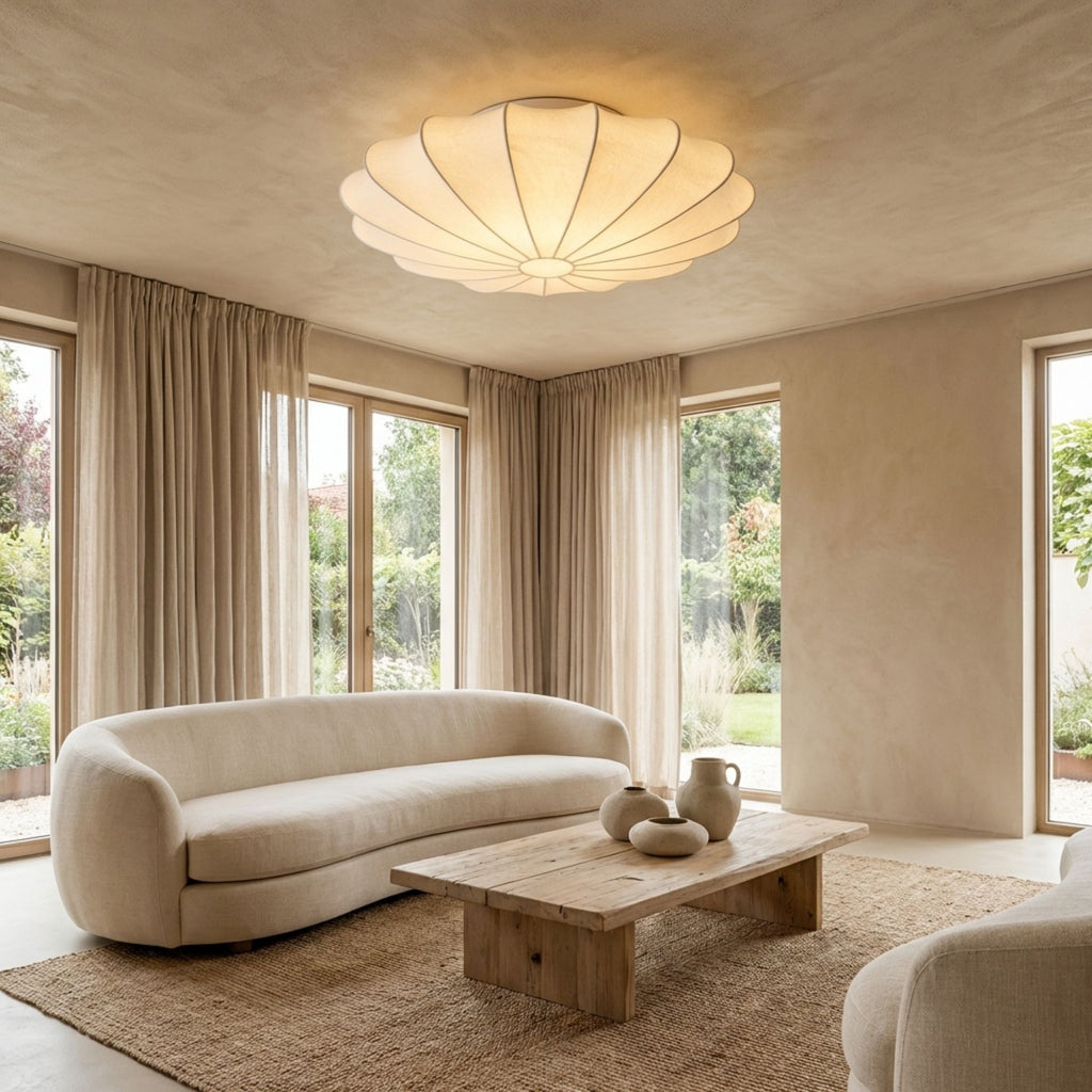 WabiSabi | Elegant Minimalist Silk LED Ceiling Light Fixture