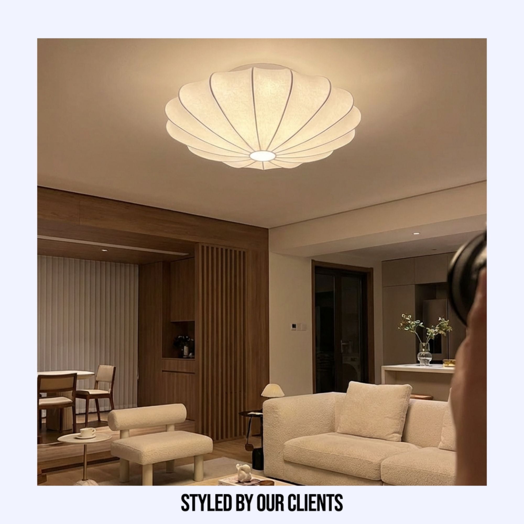 WabiSabi | Elegant Minimalist Silk LED Ceiling Light Fixture
