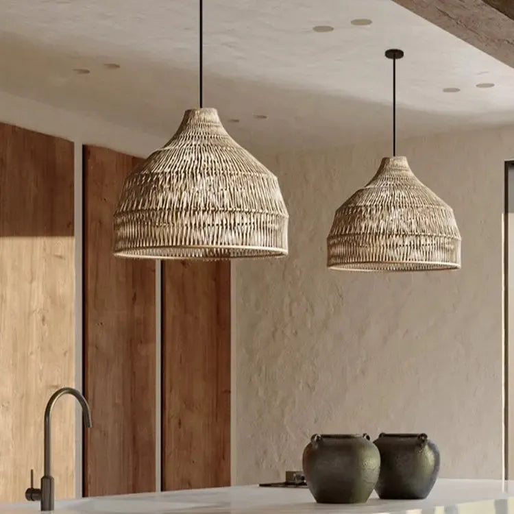 WickerGlow | Elegant Handwoven Rattan Pendant Light Fixture 1