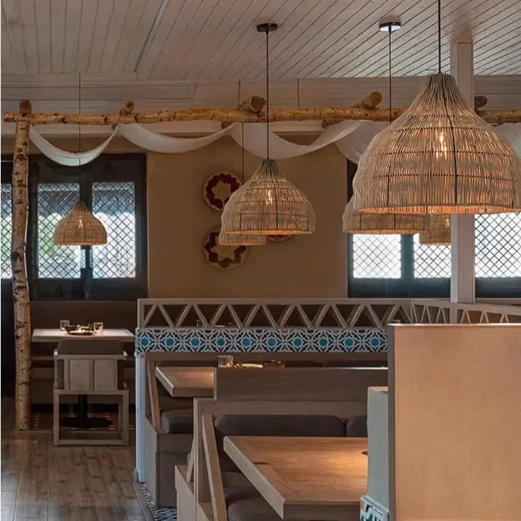 WickerGlow | Elegant Handwoven Rattan Pendant Light Fixture 2