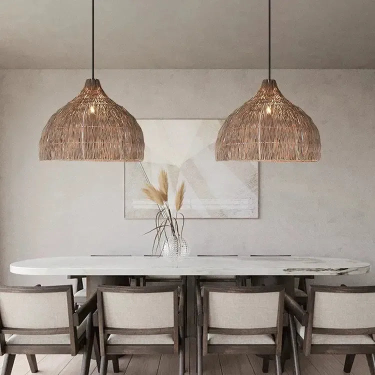 WickerGlow | Elegant Handwoven Rattan Pendant Light Fixture 3