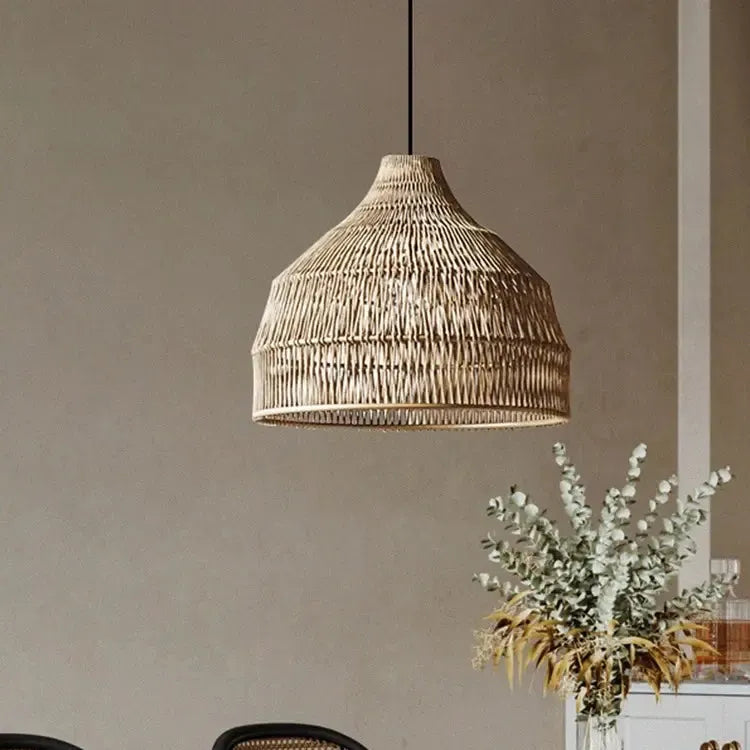 WickerGlow | Elegant Handwoven Rattan Pendant Light Fixture 4
