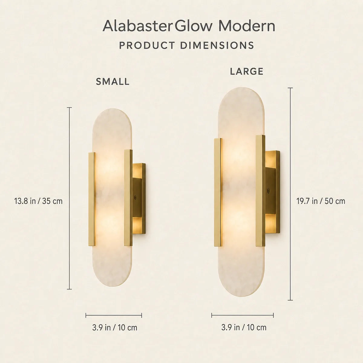 AlabasterGlow Modern verified small and large dimensions