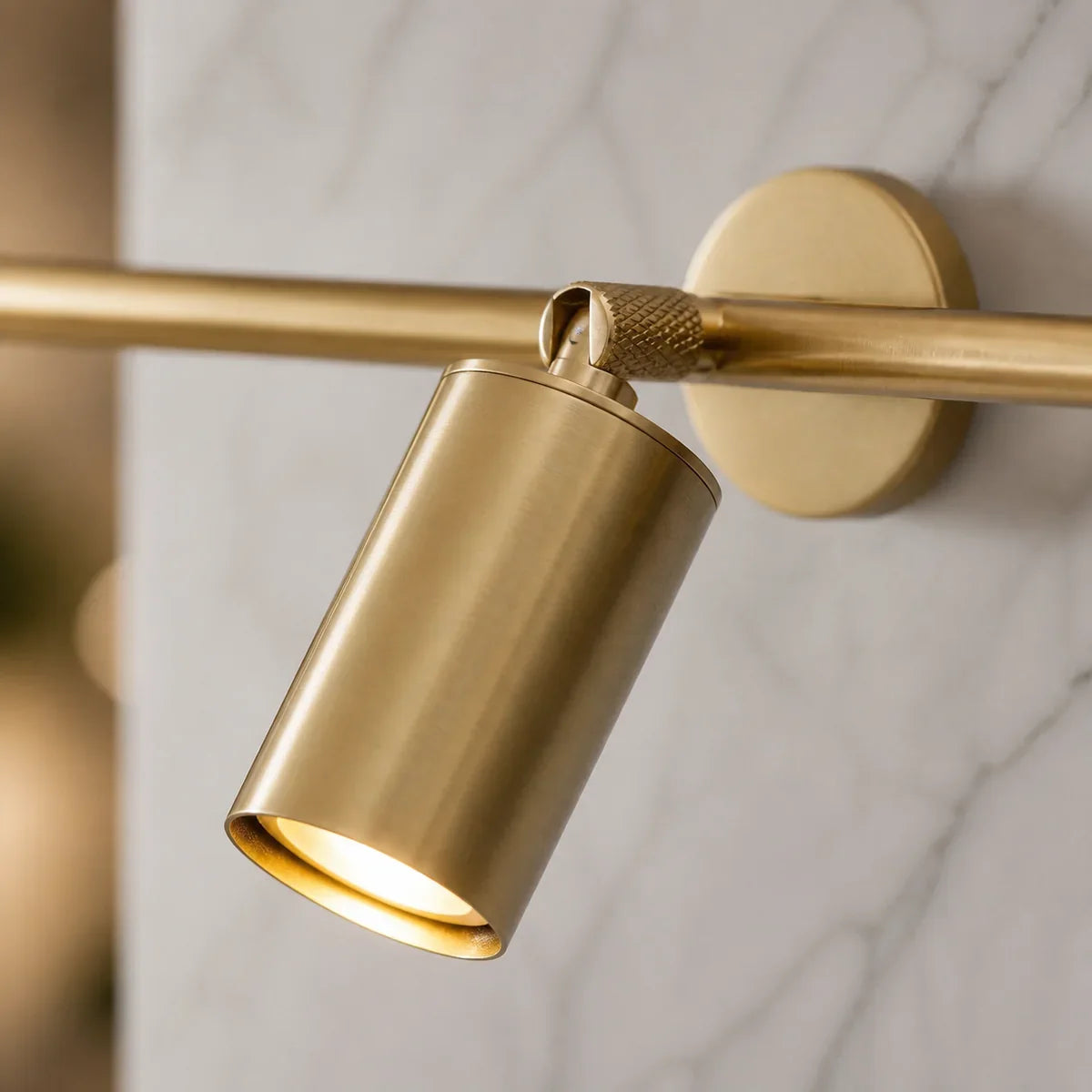 Close detail of the BrassAura adjustable spotlight head