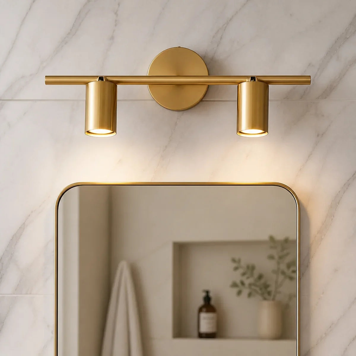 BrassAura two-head brass adjustable wall spotlight