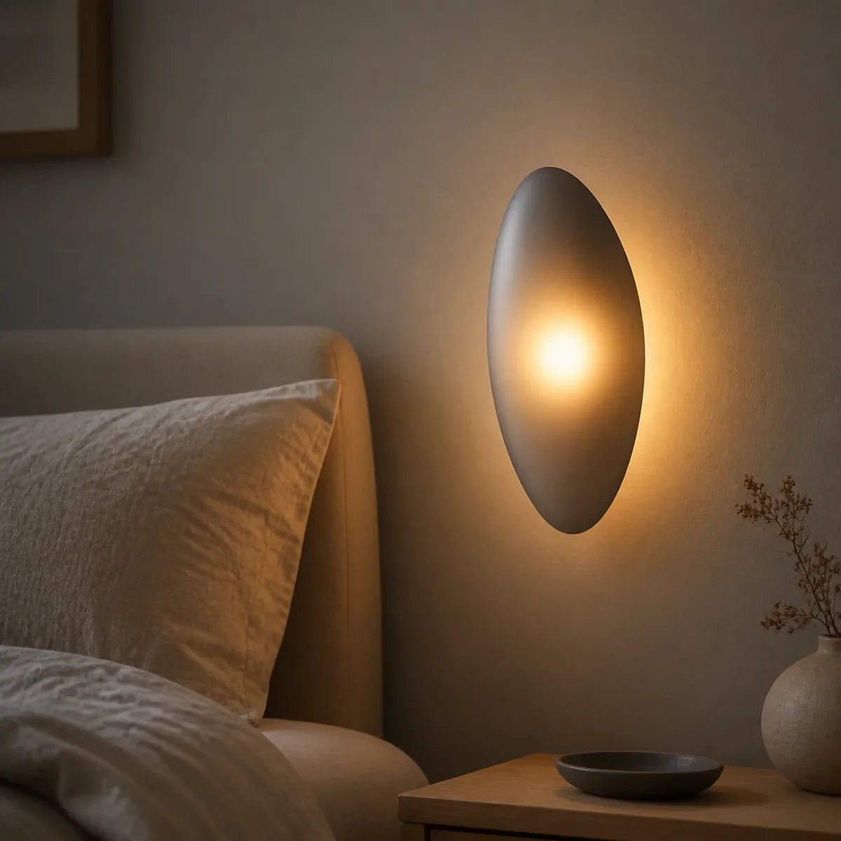 BubbleGlass Model B smoky gray close lifestyle wall light