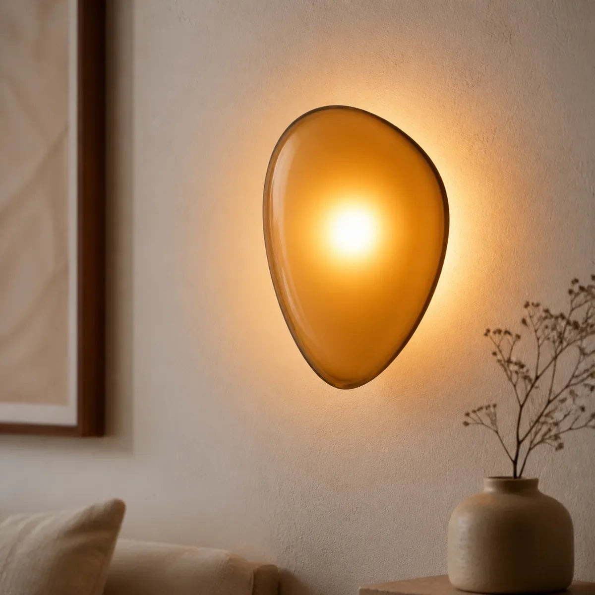 BubbleGlass Model C amber close lifestyle wall light