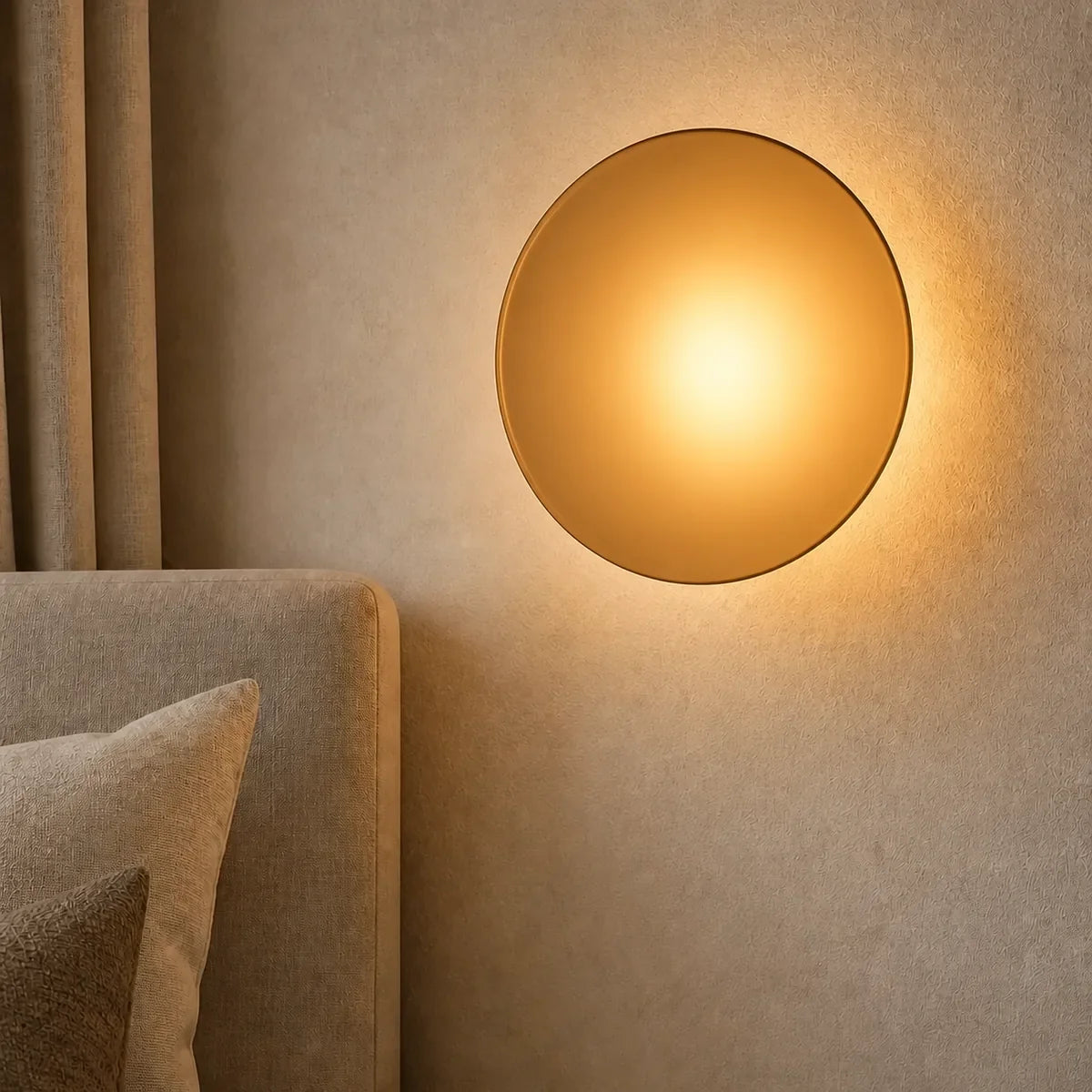 BubbleGlass Model D amber close lifestyle wall light