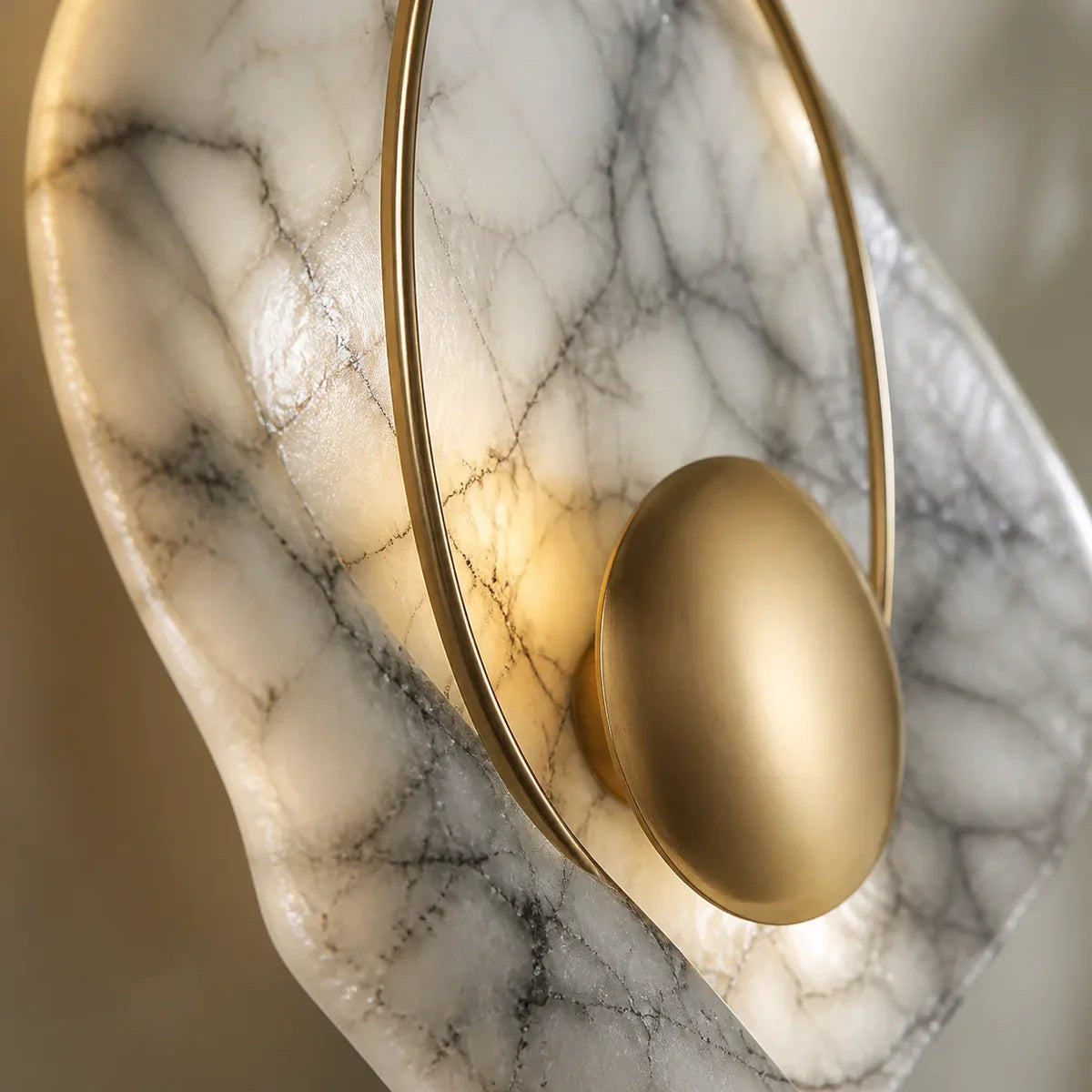 ConusShell marbled resin and brass construction detail