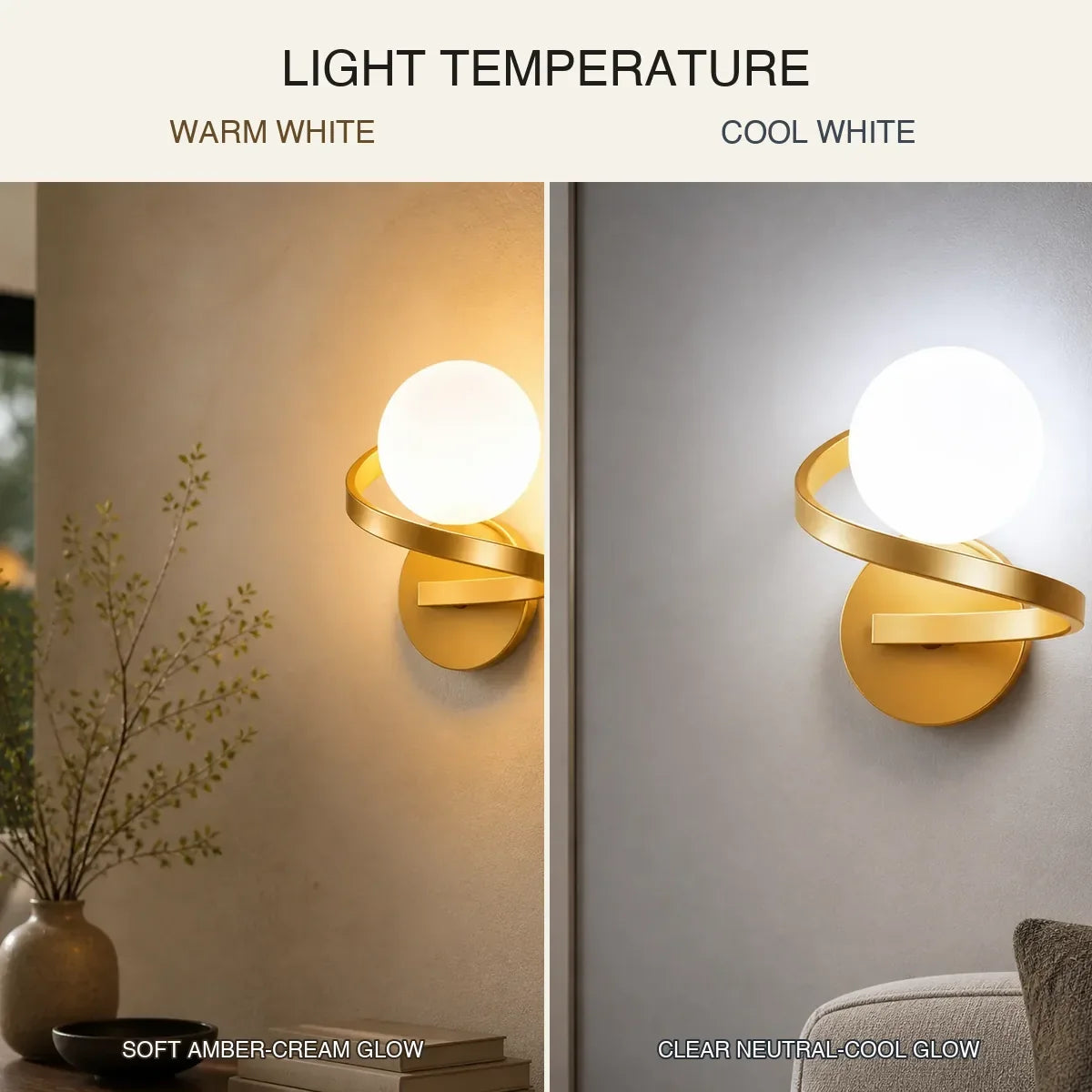CopperGlow warm white and cool white light temperature comparison