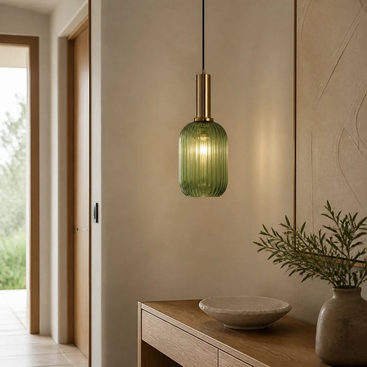 ClydeGlass | Elegant Nordic Inspired Colored Pendant Light — variant emerald green white 13cm x 32cm