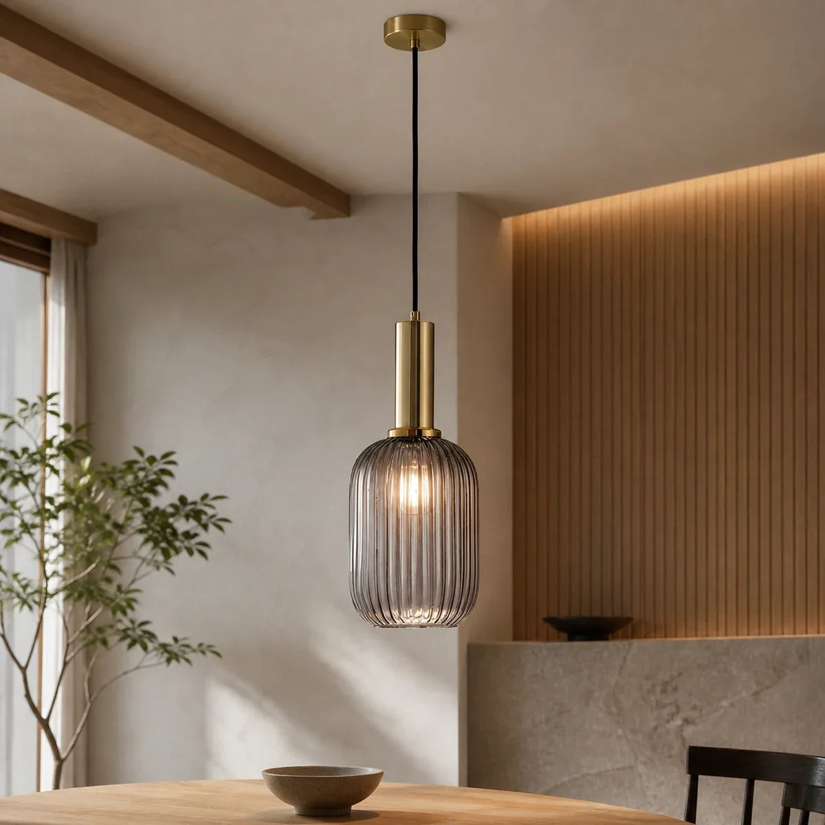 ClydeGlass | Elegant Nordic Inspired Colored Pendant Light — variant smoky grey white 13cm x 32cm