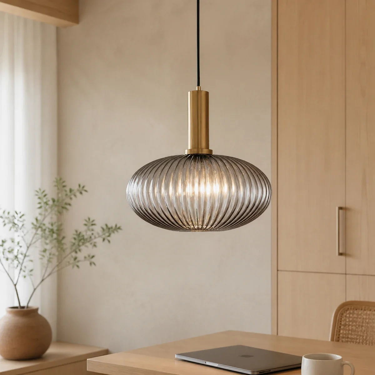 ClydeGlass | Elegant Nordic Inspired Colored Pendant Light — variant smoky grey white 28cm x 30cm