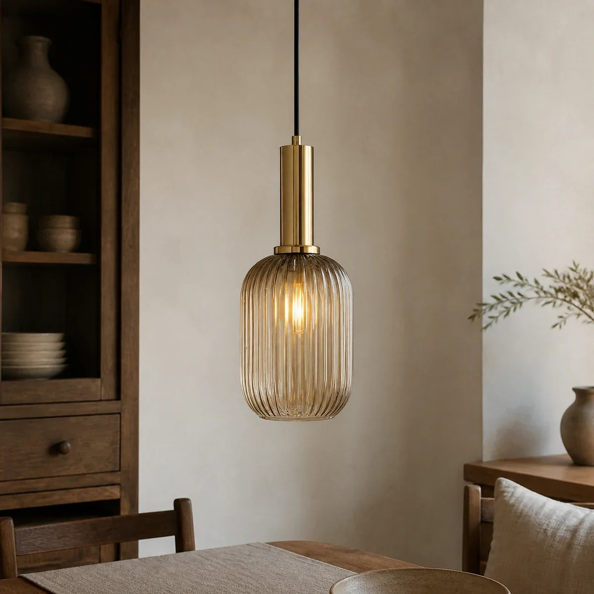 ClydeGlass | Elegant Nordic Inspired Colored Pendant Light — variant cognac white 13cm x 32cm