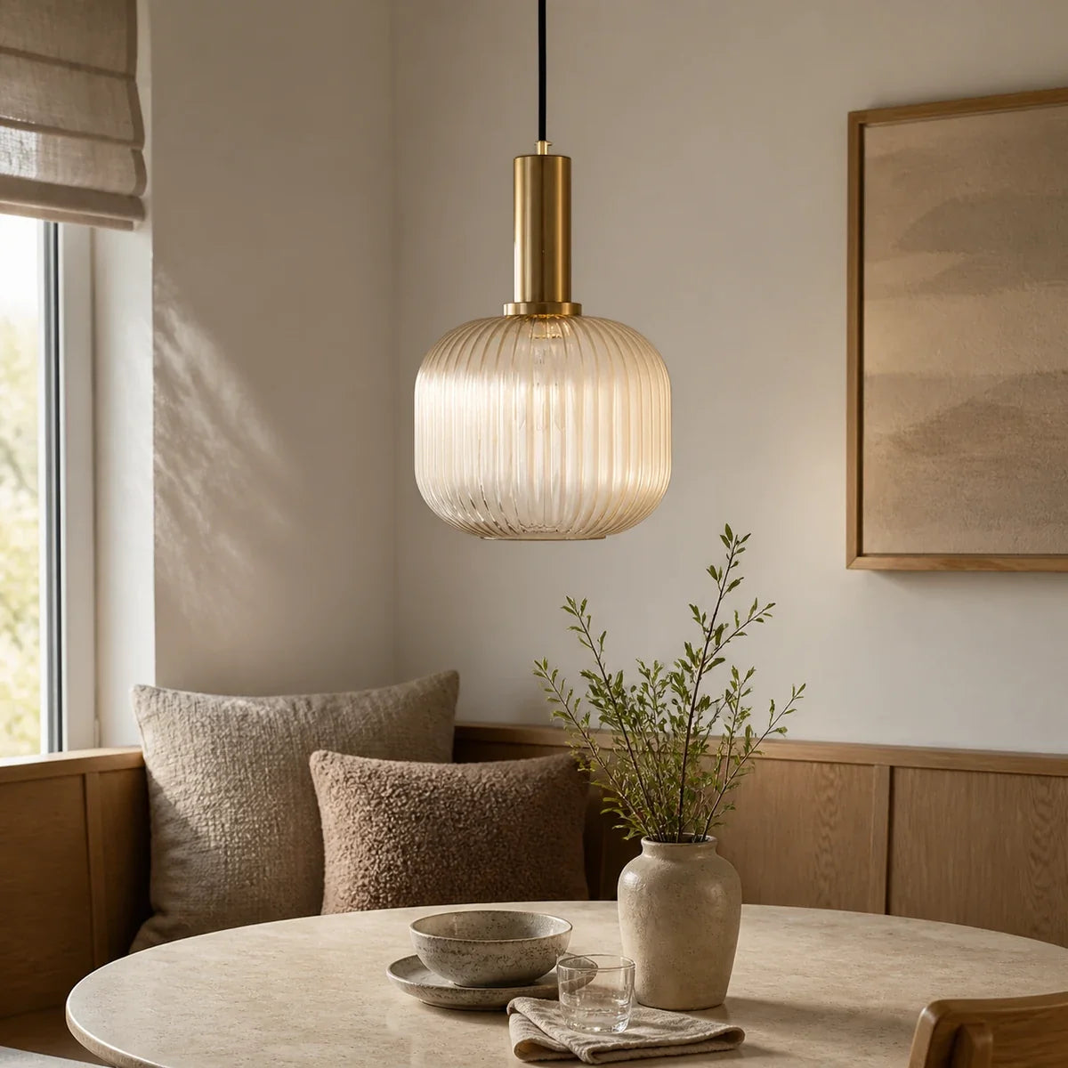 ClydeGlass | Elegant Nordic Inspired Colored Pendant Light — variant cognac white 20cm x 30cm