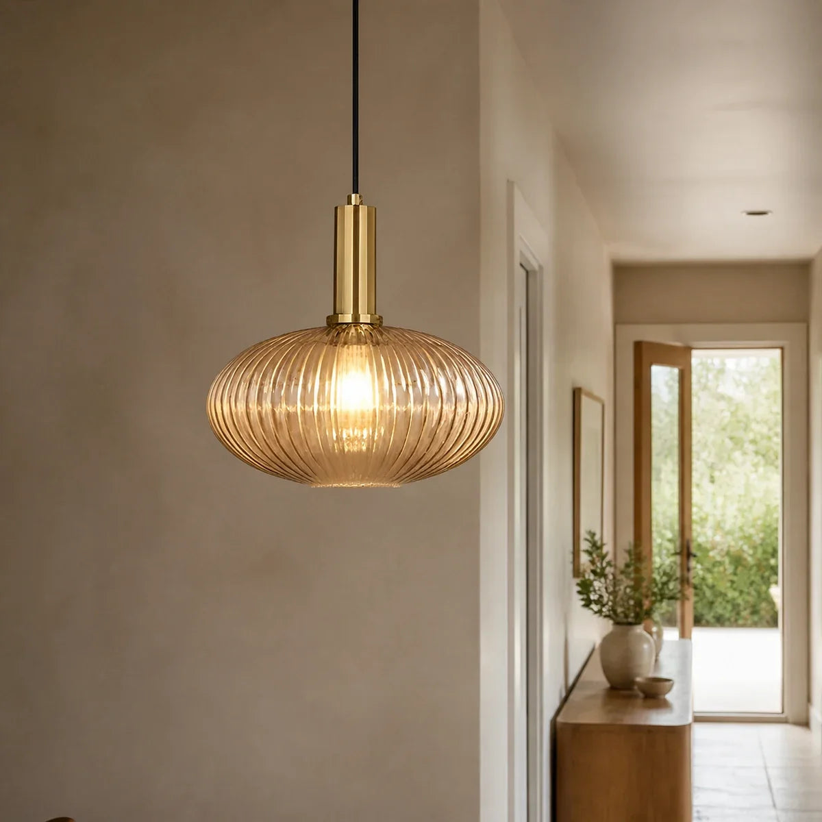 ClydeGlass | Elegant Nordic Inspired Colored Pendant Light — variant cognac white 28cm x 30cm