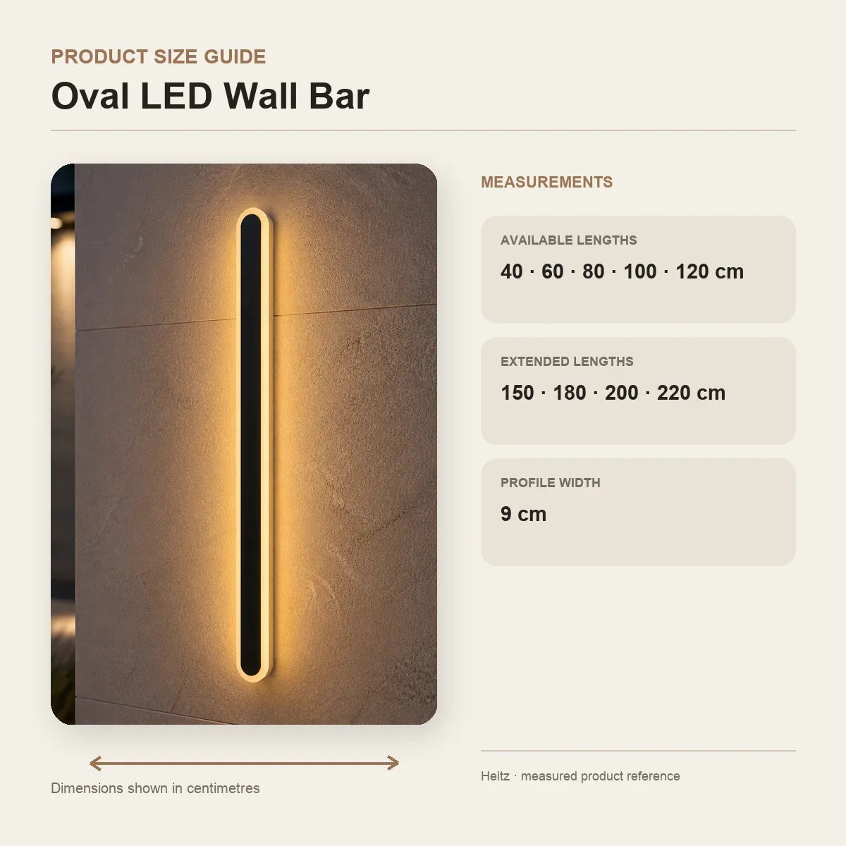 Oval LED Wall Bar | Slim Outdoor Wall Light, 9 Lengths to 220cm