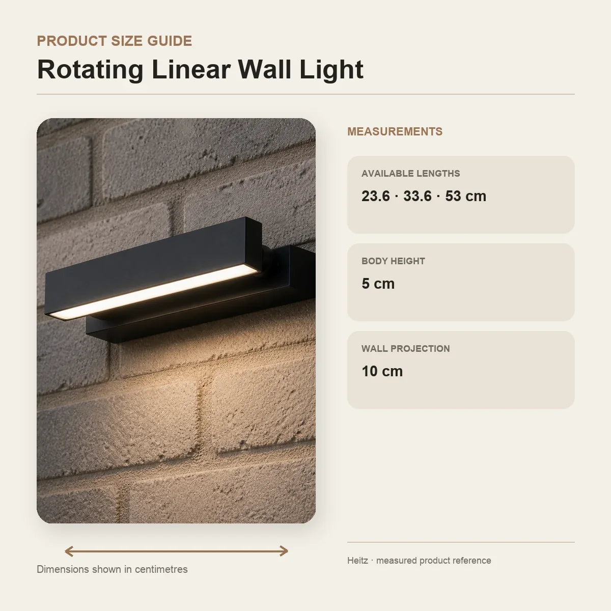 Rotating Linear Wall Light — size guide